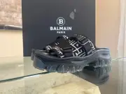 Balmain , Logo Strap Chunky Sole Mule Sandals in Black , BNWB 42