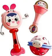 Baby Rattle Toy - Cartoon Sand Hammer | Toddler Soothing Toy Set, Early Childhood Developmental Activity for Boys and Girls