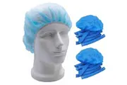 20pcs Safetyware Non-Woven Disposable Bouffant Mob Cap Hair Net Head Cover Dustproof Elastic Bulk for Hospital Food Kitchen Cleaning Laboratory Blue