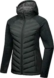 [Mapamyumco] Women's Insulated Hiking Jacket Thermal Running Hybrid Jacket Hooded Jacket Lightweight Breathable Warm