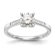 0.35ct. CZ Solid Real 14K White Gold Peg Set Engagement Ring