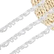 GORGECRAFT 2 Yards Pearls Fringe Lace Ribbon 0.8 Inch Wide Beaded Tassel Trim Floral White Pearl Applique Sewing Clothing Edge Pendant Tassels Trimming for DIY Crafts Curtain Wedding Home Decor