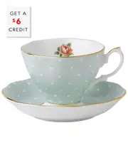 Royal Albert Polka Rose Teacup & Saucer Set with $6 Credit