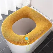 HDVCRNBAVW Winter Warm Toilet Seat Cover Closestool Mat Washable Nordic Toilet Seat Pads Knitting Pure Color Soft O-Shape Pad Bidet Cover Toilet seat Cover(AA07-yellow)