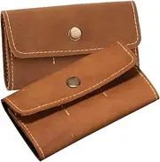 BRIGHTFUFU 2pcs Pu Leather Memory Card Box Retro Cards Carrying Case 8 Slots and Organizer