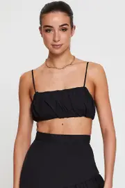 Black Bralette Top Sleeveless - Size 12, Women's Bralet