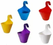 Plastic Vertical Hook Hanging Planter, Multicolour, 29.5 cm x 21.7 cm x 14.5 cm,