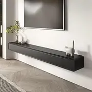 160/180/220cm Wall Mounted Shelves Floating Tv Cabinet Wall Tv Unit Tv Cabinet Tv Black, Entertainment Media Console Center, Large Storage TV Cabinet for Living Room, Bedroom(180 * 30 * 23cm)