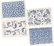 COOPHYA 4Sheets High Temperature Pottery Transfer Paper Classic Decal for DIY Crafts Underglaze Colored Paper Easy to Use Decals for Pottery Projects