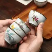 在飛比找ETMall東森購物網優惠-陶瓷開片可養裂紋品茗杯容量汝瓷