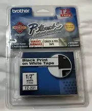 Brother P-Touch M-Tape Tape 1/2 inch BLACK on WHITE for Label Maker