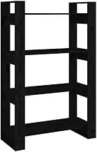 Bookcase Room Divider Black 80x35x125 cm Solid Pine Wood - Space Saving Standing Shelf for Small Spaces, Durable & Stylish Furniture for Home Office
