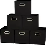 [Household Essentials] 80-1 Foldable Fabric Storage Cubes | Set of 6 Cubby Bins with Handles Black