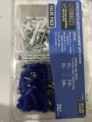 202-Pcs Everbilt #8-#10 x 1" x 1-1/2" Plastic Ribbed Anchors Screws Assortment