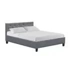 Artiss Bed Frame Double Size Mattress Base Wooden Tufted Head Fabric Grey VANKE