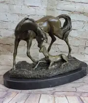Very Heavy Bronze " Mare With Rearing Colt" By.French sculptor Bugatti Sculpture