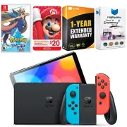 Nintendo Switch Neon Red/Blue OLED + Pokemon Sword Game + $20 eShop Gift Card