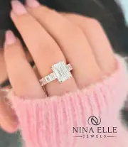 4ctw Emerald Cut Lab Grown Diamond Engagement Ring