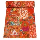 Marubhumi Indian Traditional Pure Cotton Patchwork Quilt, Paisley Print Kanth...