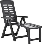 Folding Plastic Lounger for Patio, Lawn, Beach, and Outdoor Gravity Reclining with Anthracite Foldable Design
