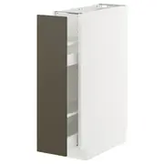 METOD / MAXIMERA base cabinet/pull-out int fittings, white/Havstorp brown-beige, 20x60x80 cm