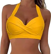 [Generic] Women Swimming Suits Top Underwire Full Coverage Bikini Top Up Swim Crop Top Tie Back Bathing Suit Tops Womens Swimwear with Shorts