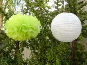 11x green paper pom poms paper lanterns wedding party baby shower venue decor