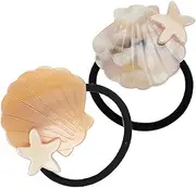 DRESSOOS Shell Hair Ties for Women Girls Elastic Ponytail Holders Star Design Fashion Hair Accessory for Outfits