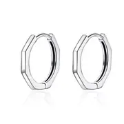 Sterling Silver Geometric Hypoallergenic Huggies Earrings