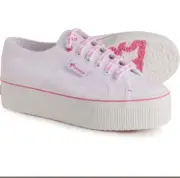 SUPERGA X BARBIE 2790 CLASSIC PLATFORM SHOES WHITE/PINK Size US 7 EU 37.5 UK 4.5