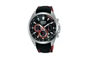 Lorus Men's Sports Chronograph Quartz Wristwatch Mod. SPORTS 10 ATM Water Resistant Stainless Steel Case Silicone Strap - Black