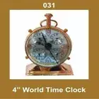 4 Inch World Time Clock Nautical Watch Quartz Roman Number Brass Body