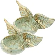 DECHOUS Communion Candle Angel Wings Tealight Candle Holder Bronze Guardian Angel Wings Prayer Candle Holder Memorial Home Decor for Christening Baptism Communion Religious Favor