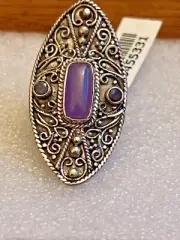 BALI LEGACY Purple Jade and Catalina Iolite Ring 5 Sterling Silver 9 Grams 6.25