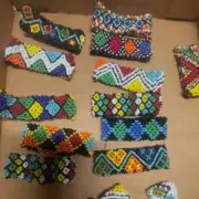 Woven stretchy Seed bead bracelets Assorted colors elastic 1 inch wide