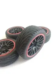 4PCS RUBBER RC ROAD RACING TIRES WHEEL RIM FITS HSP HPI 9068 1/10 94123/94122/9.