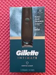Gillette Intimate Pubic Hair Trimmer By BrAun 1 Trimmer, 3 Combs Waterproof NEW