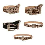 Beads Trim Belt Aesthetic Buckle Leopard Print Belt Dress Decors Pants Jeans