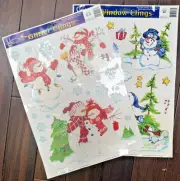 2pc Vintage Classic Clings Reusable Christmas Holiday Snowman Window Clings