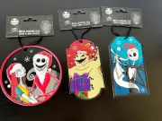 Nightmare Before Christmas JACK SALLY OOGIE ZERO SET 3 Mini Metal Sign Ornaments