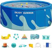 Folding Swimming Pool - Non-Inflatable Family Pool | Foldable Swimming Pool for Boys, Girls, Adults, Families, Pets
