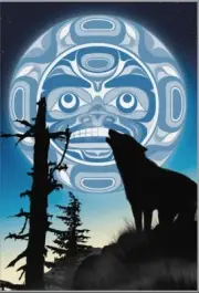 HASE' - Kwakiutl Wolf & Moon by Andy Everson - New 6" x 9" Art Card