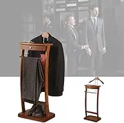 Valet stands, suit rack Wooden hanger stand with Top Tray Tie/shoe/trouser rack with drawer storage Multifunctional costume rack for living room, office and bedroom 11.81"D x 17.48" W x 43.78" H