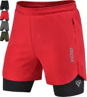 RDX Running Shorts, 2 in 1 Athletic Breathable Short 2 Zipper & 2 Phone Pockets