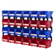 VEVOR Plastic Storage Bin, (137 mm x 105 mm x 78 mm), Hanging Stackable Storage Organizer Bin, Blue/Red, 24-Pack, Heavy Duty Stacking Containers for C
