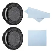 28mm Lens Cap, 2 Pack Sides Pinch Snap Camera Lens Cover for Front Lens, Black
