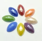 200 Mixed Color Luater AB Horse Eye Flatback Glass Cabochon Ceramic Half Pearl 1