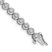 14k White Gold Natural Diamond Circle Link Bracelet