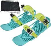 [Topyond] Mini Ski Skates,Snow Ski Shoes,Adjustable and Portable Snowboard Shoes,Enjoy Outdoor Skiing Sports,Easy to Carry and Store,for Winter Adventures,1 Pair (Green