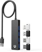 Tiergrade USB Hub, 4-Port USB Hub with 5Gbps Data Transfer Speed, Ultra-Slim Aluminum Hub Powered USB Hub for Laptop, Chromebook, XPS 13, and More